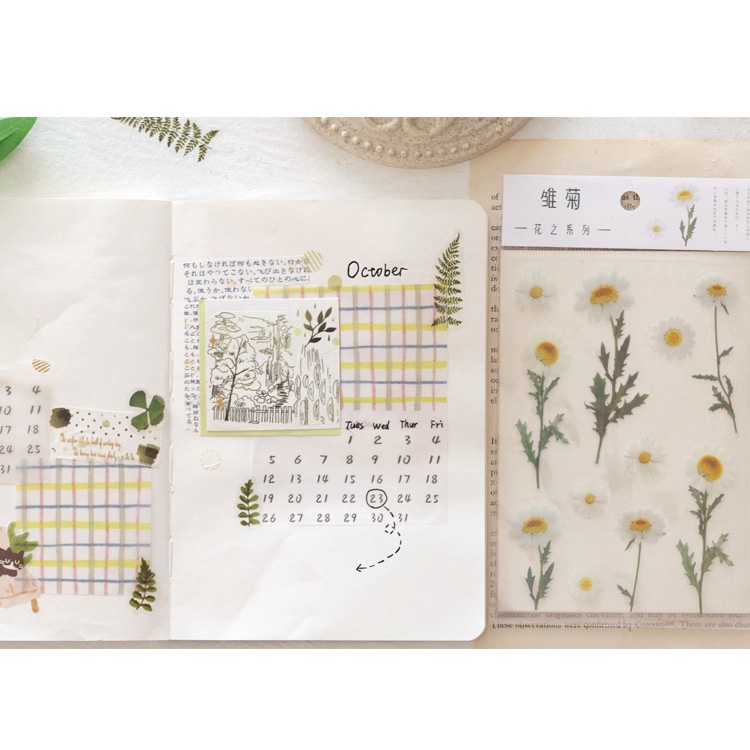 ENWEI 12 Designs Flower Series Stickers PET Waterproof Plant Sticker ...