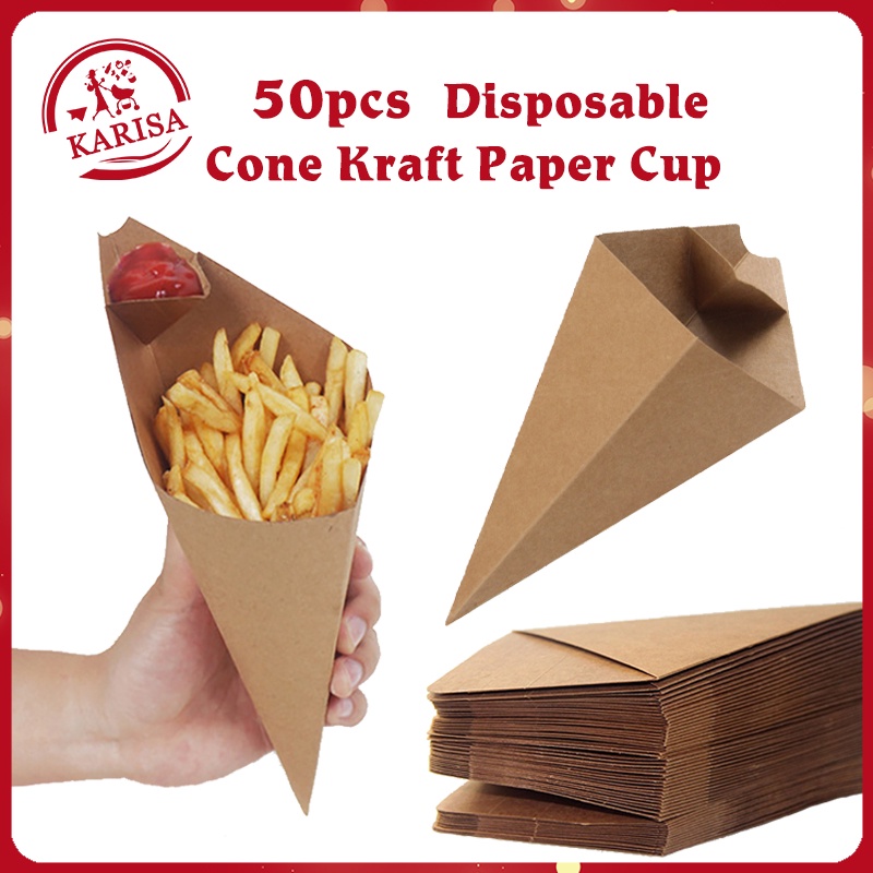 Moretoes 60 Pcs French Fries Holder, 12oz Disposable Kraft Paper French Fry Cups