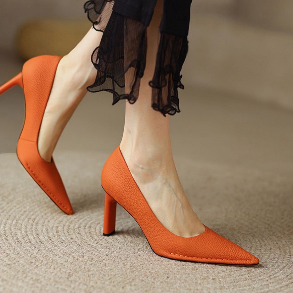 pointed toe thick heels