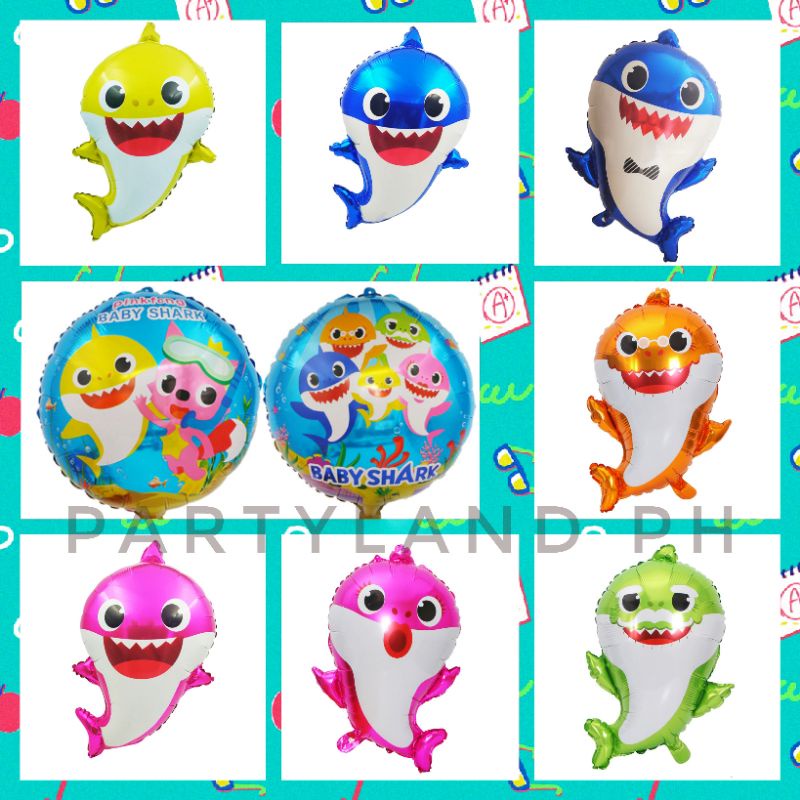 Baby Mommy Daddy Shark Character Foil Balloon Birthday Party Decoration