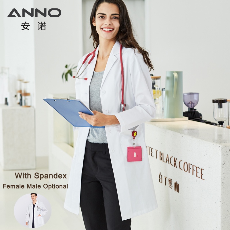 ANNO Long Sleeve Lab Uniforms With Spandex Elastic Work Out Smock Wear ...