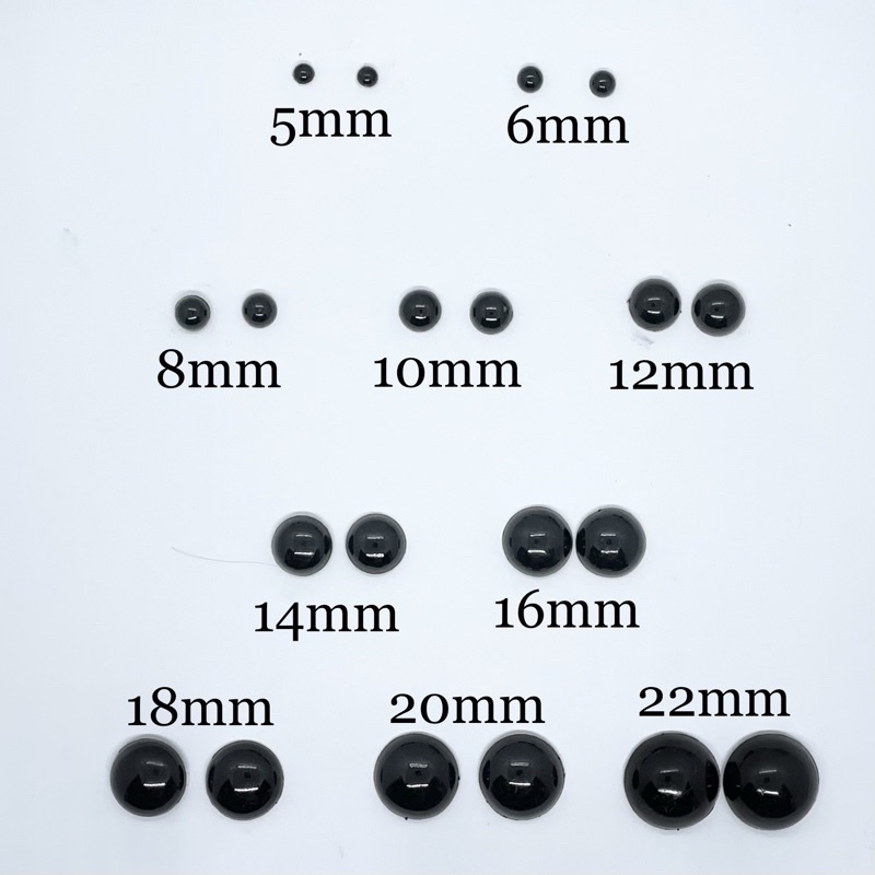 Amigurumi Black Safety Eyes per set of 5 sets (10pcs eyes and 10pcs