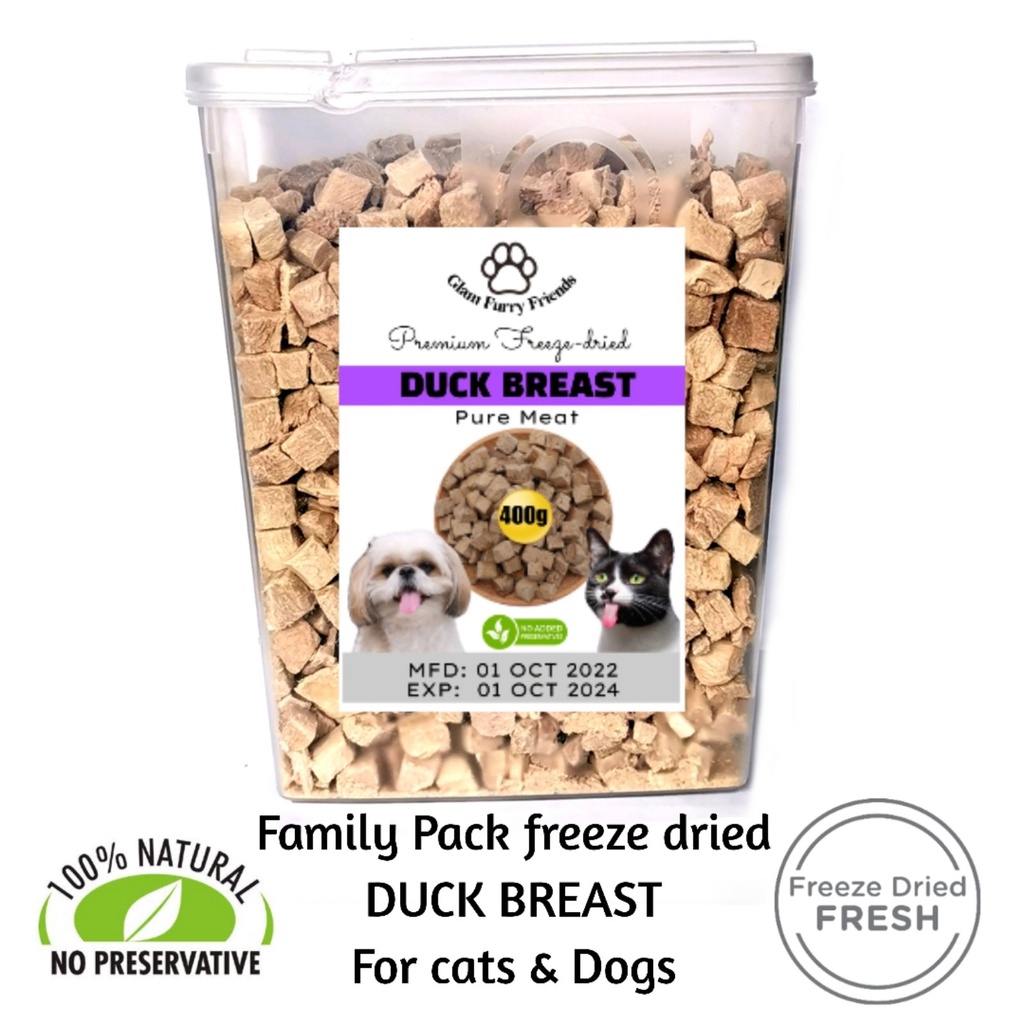FAMILY PACK FREEZE DRIED RAW PREMIUM DUCK BREAST MEAT TRAINING TREATS