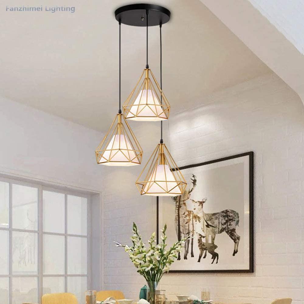 Home modern chandelier ceiling light industry metal cage GOLD CHANDELIER living room diamond