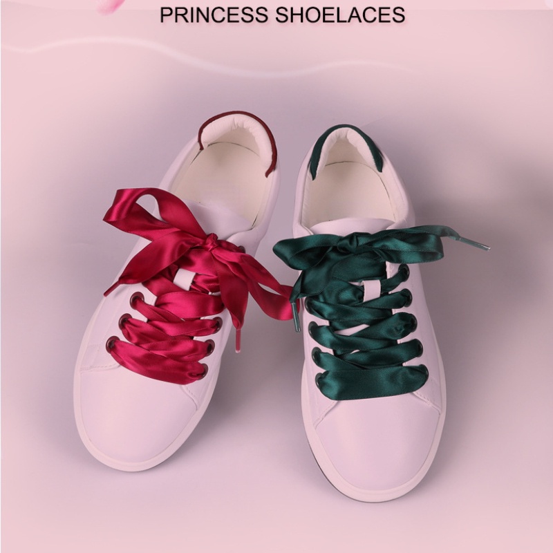 Silk Satin Shoelaces Flat Ribbon Shoe Laces Boots girl Sneakers ...