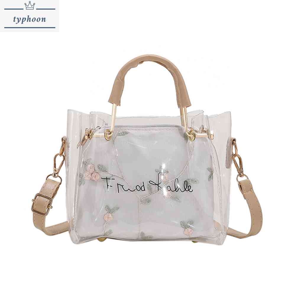 Women PVC Transparent Portable Shoulder Messenger Bag Jelly Chain Tote ...