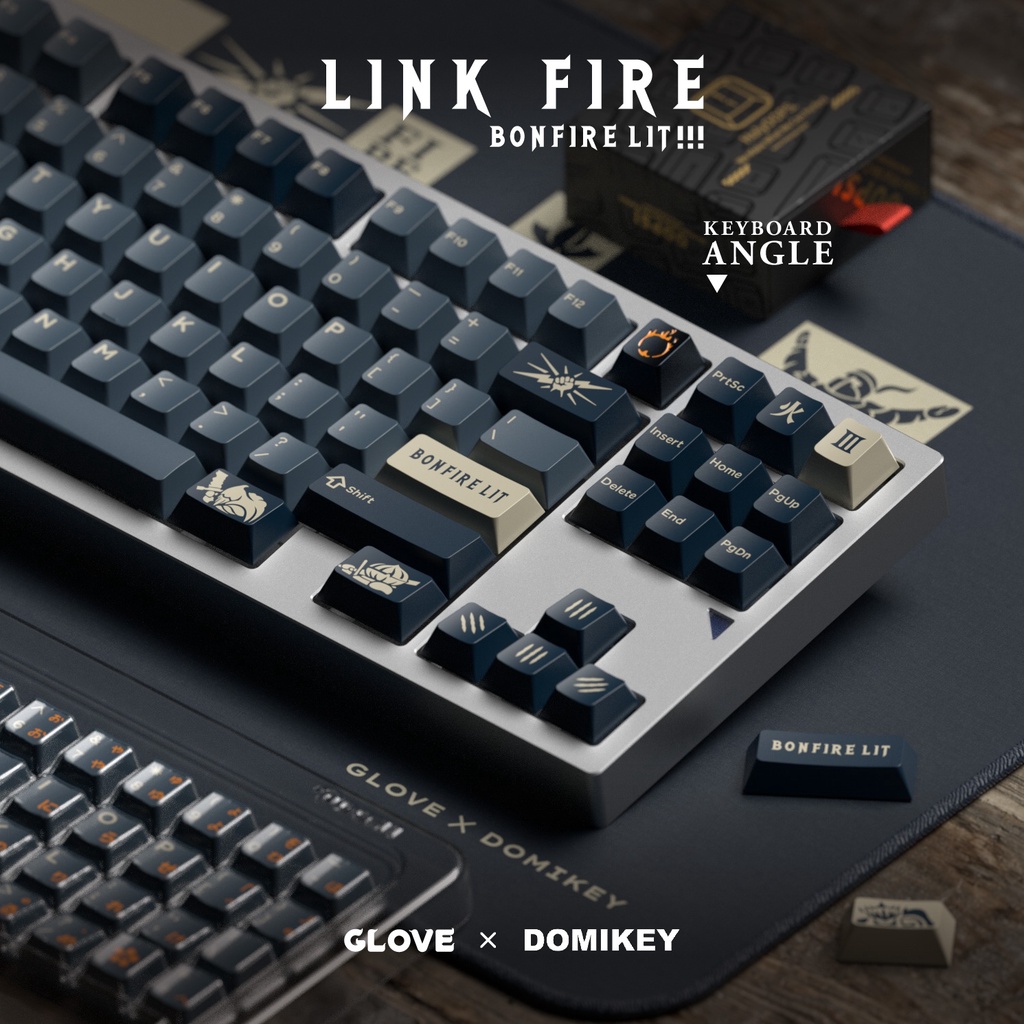 DOMIKEY X GLOVE LINK FIRE CHERRY PROFILE KEYCAPS NOVELTY ABS DOUBLESHOT ...