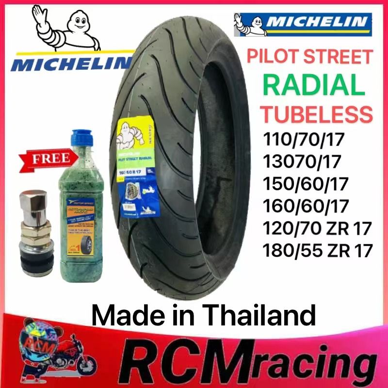 Michelin Pilot Street Radial Tubeless Free pito & Tire Sealant 110/70 ...