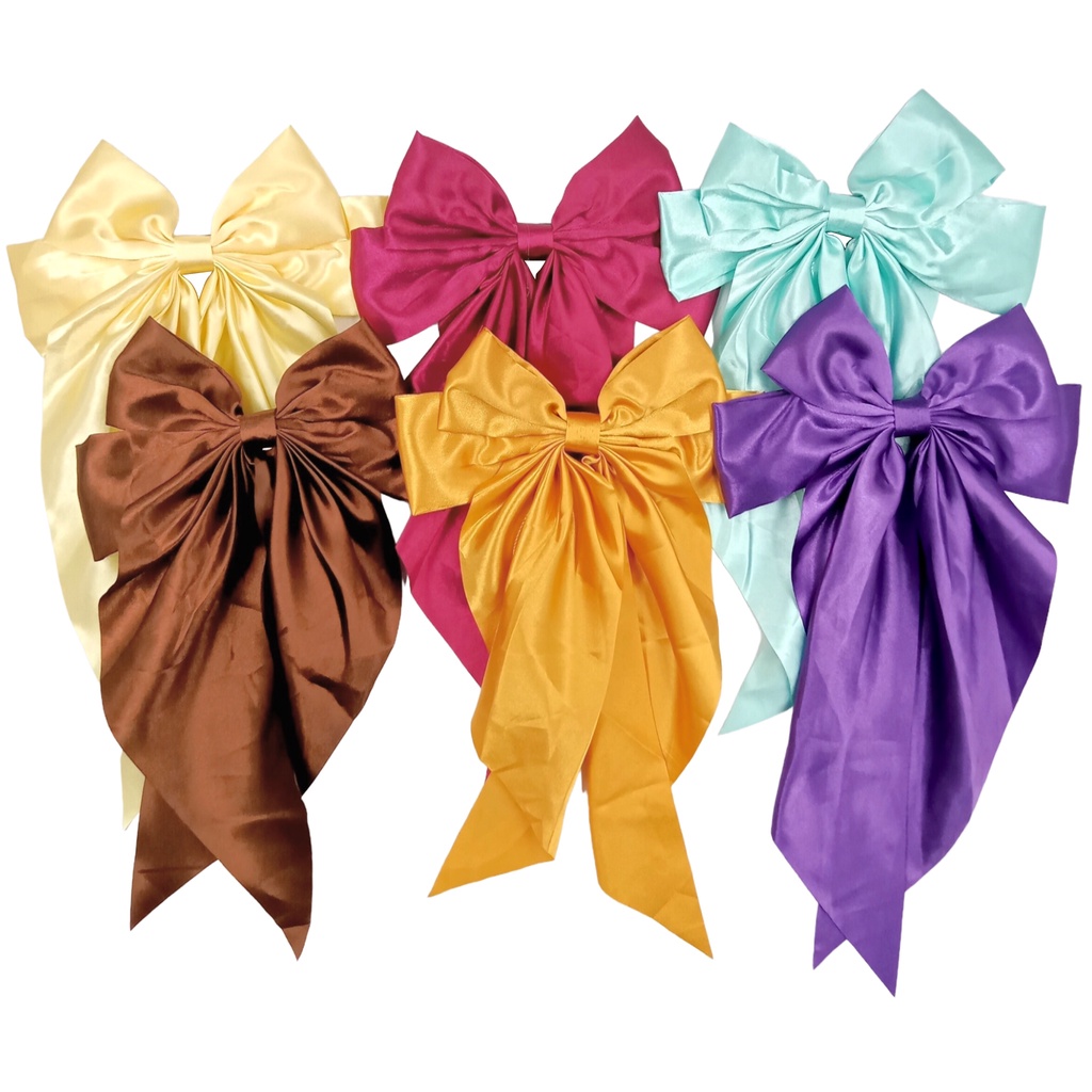 HPN-1776 Satin Silk Ribbon with Tail (12 pcs) Hair Pin Hair Clip Hair ...