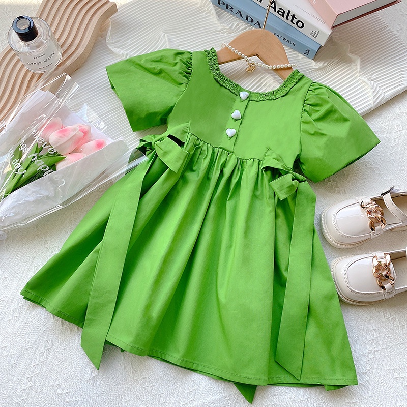 1 year old baby girl dress green narmal ins style babygirl ootd