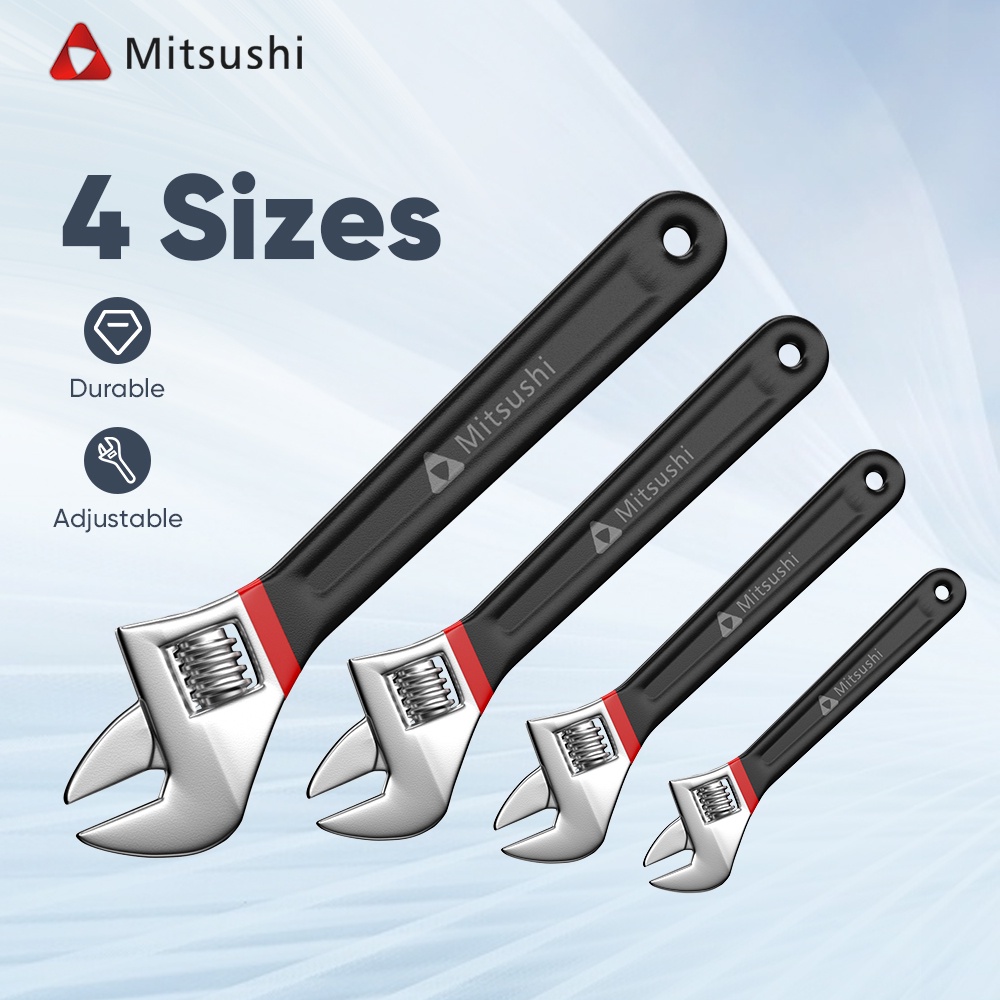 Mitsushi 4 Sizes 150/200/250/300mm Industrial Adjustable Wrench with