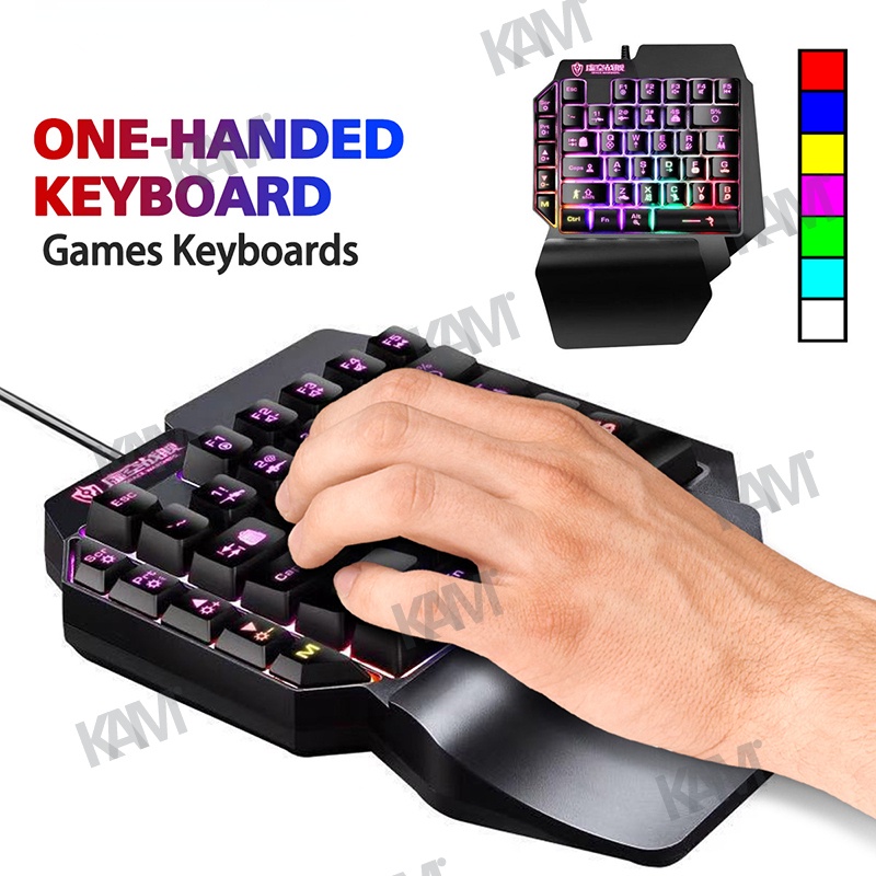 Kam Gaming OneHanded Keyboard Mini RGB Backlit Mobile Game Keyboard Ergonomic 39Key Game