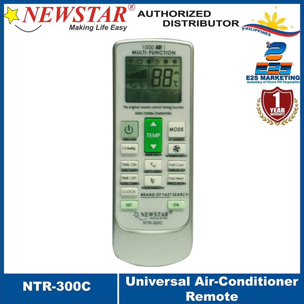 Newstar Universal A/C Remote Control EZ Code NTR-300C (Silver) | Shopee ...