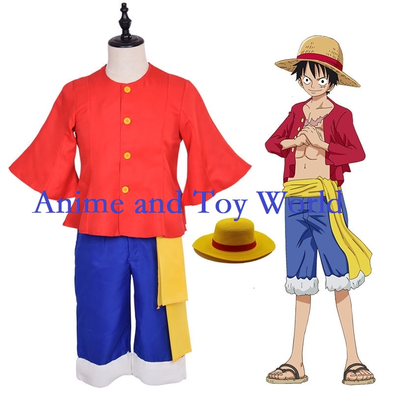 ONE PIECE Monkey D Luffy 2 Years Later Cosplay Costume with Hat Halloween  Outfit