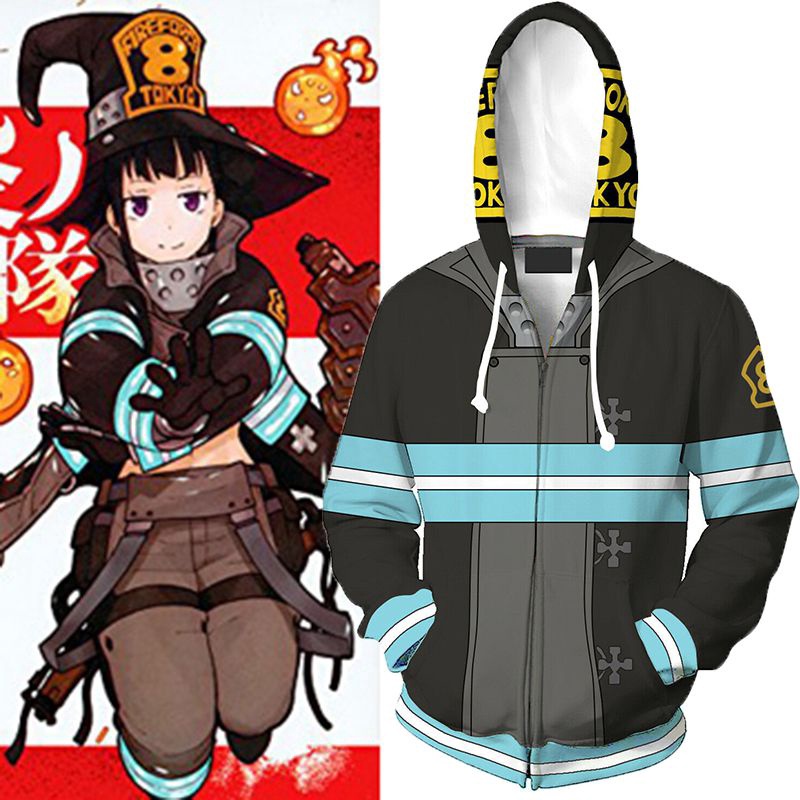 Enen no Shouboutai Anime Fire Force Hooded Firesoldier Zipper Jacket ...