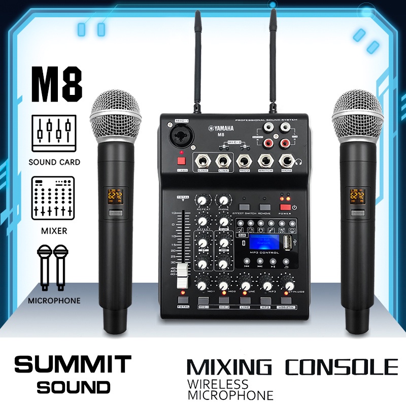 Yamaha M8 mixer has a built-in sound card and 2 wireless microphones ...