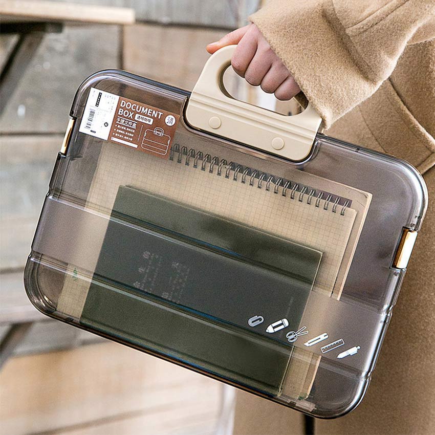 A4 File case with handle Clear Plastic file folder for Office Kids 36