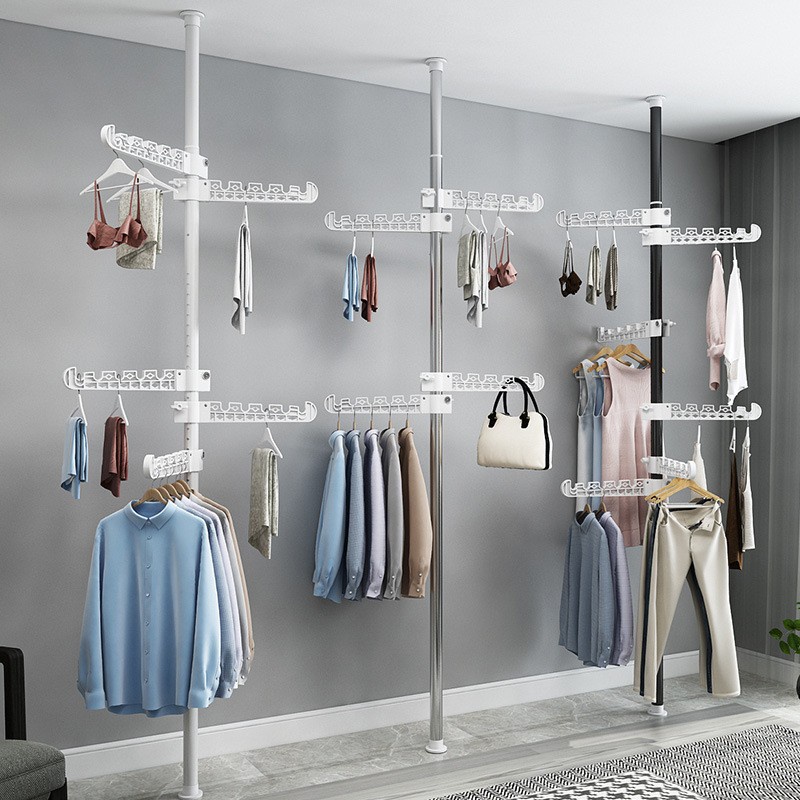 Adjustable Stainless Steel Clothes Rack Standing Clothes Laundry Drying