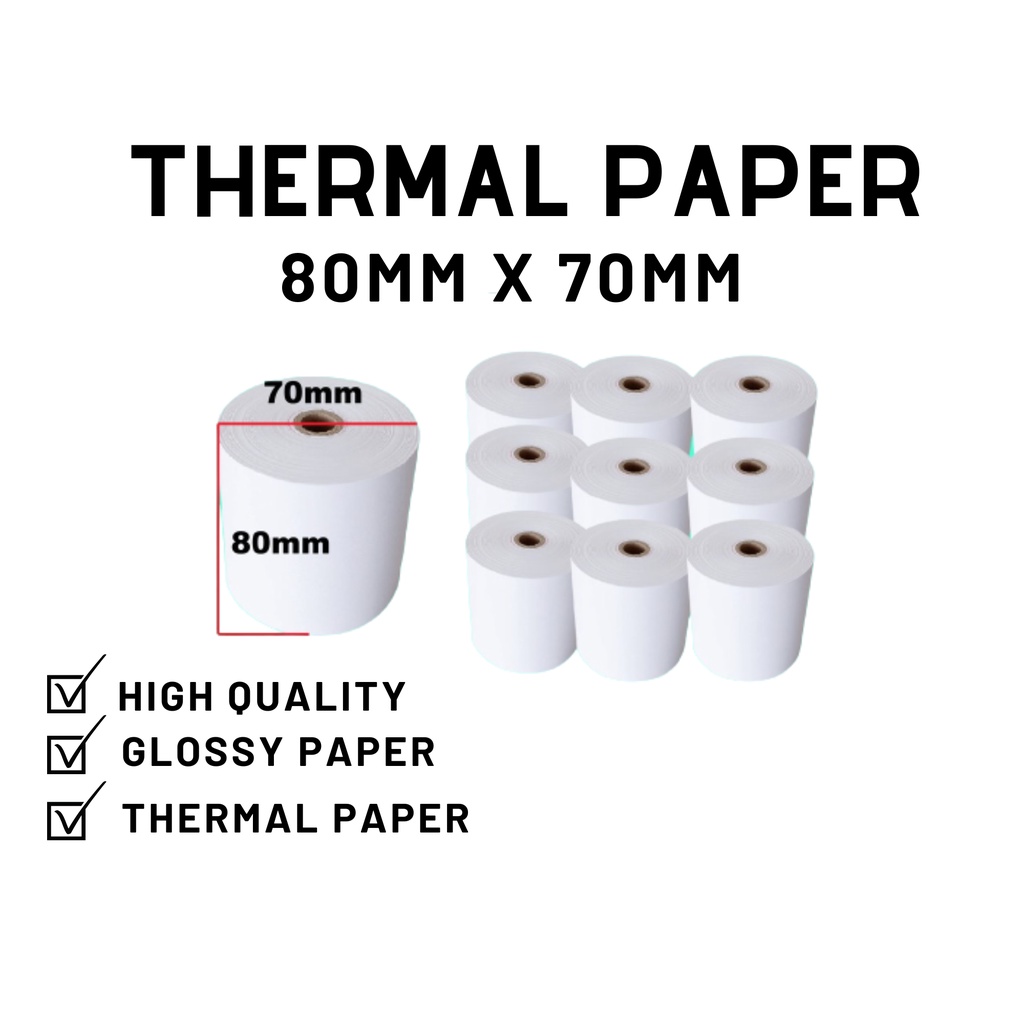 Thermal Paper 80mm x70mm for POS Receipt glossy paper (70gsm) for POS ...