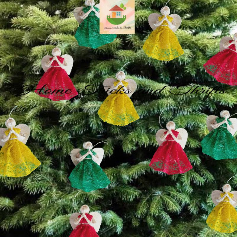 HTT Native Abaca Angel (Pleated Skirt) Decor Christmas Ornament