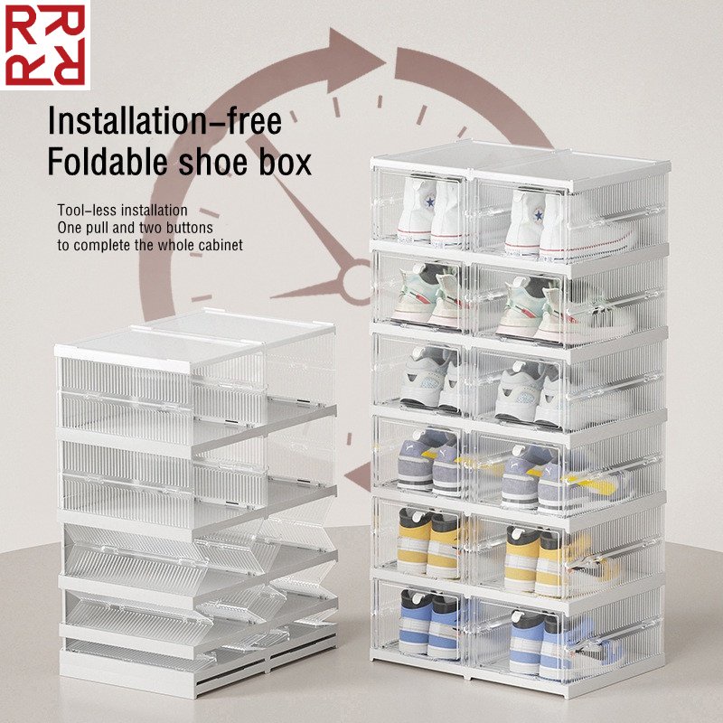 3pcs Set Free Installation Foldable Stackable Shoe Box