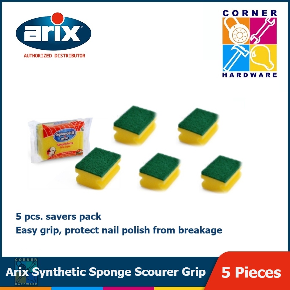 ARIX Synthetic Sponge Scourer Grip 5pcs. | Shopee Philippines