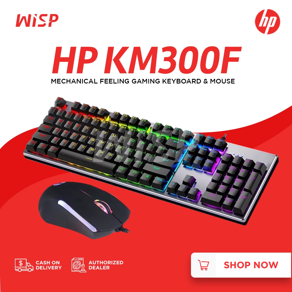 HP KM300F Wired Gaming Keyboard & Mouse Combo, Membrane Backlit,26 Keys
