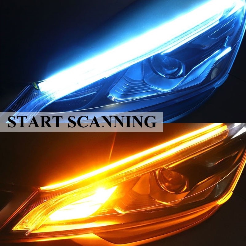 2pcs Led Car Daytime Running Light Strip Double Color DRL Flexible
