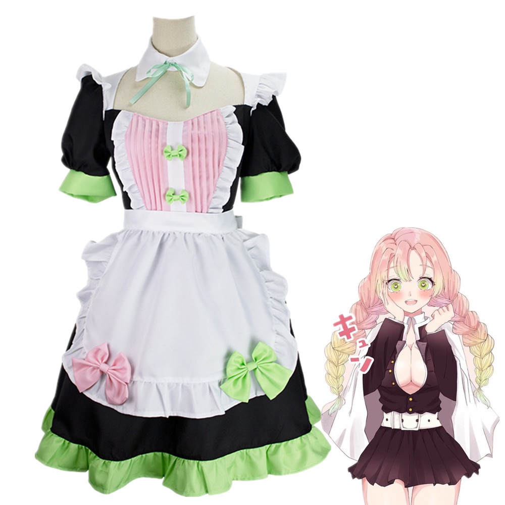 Anime Demon Slayer Cosplay Costume Kanroji Mitsuri Women Maid Lolita ...