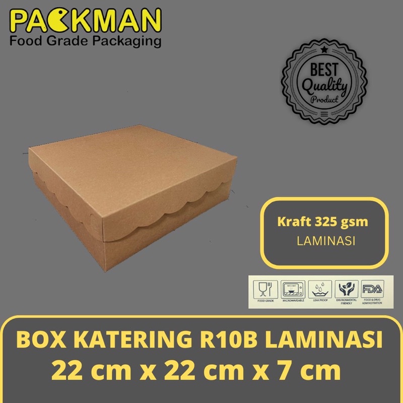 Kraft CATERING BOX R10B LAMINATED / RICE DUS 22x22 / CAKE FOOD BOX - PE ...