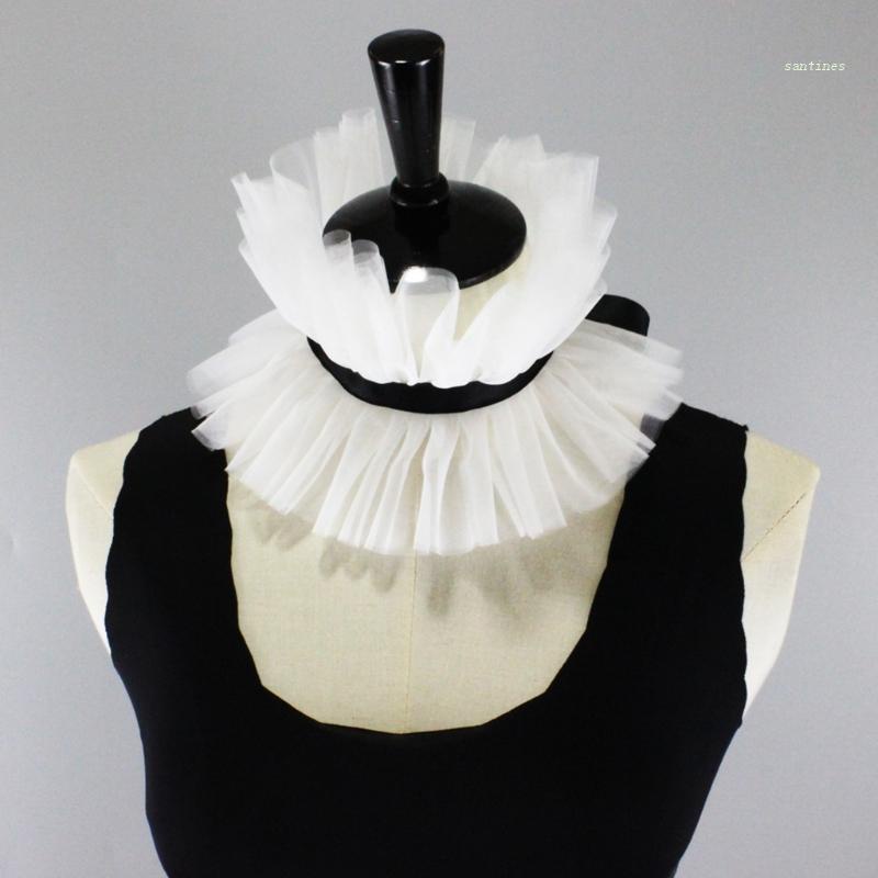 san* Women Victorian Vintage Mesh Ruffled Stand False Fake Collar Lace ...