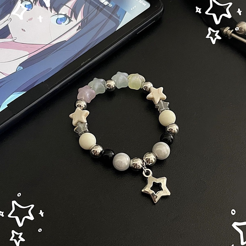 Original Design, Home-made Y2k Yuansuk, Sweet, Cute, Funny, Star Element, Beaded  Bracelet, Hand Made Color Star