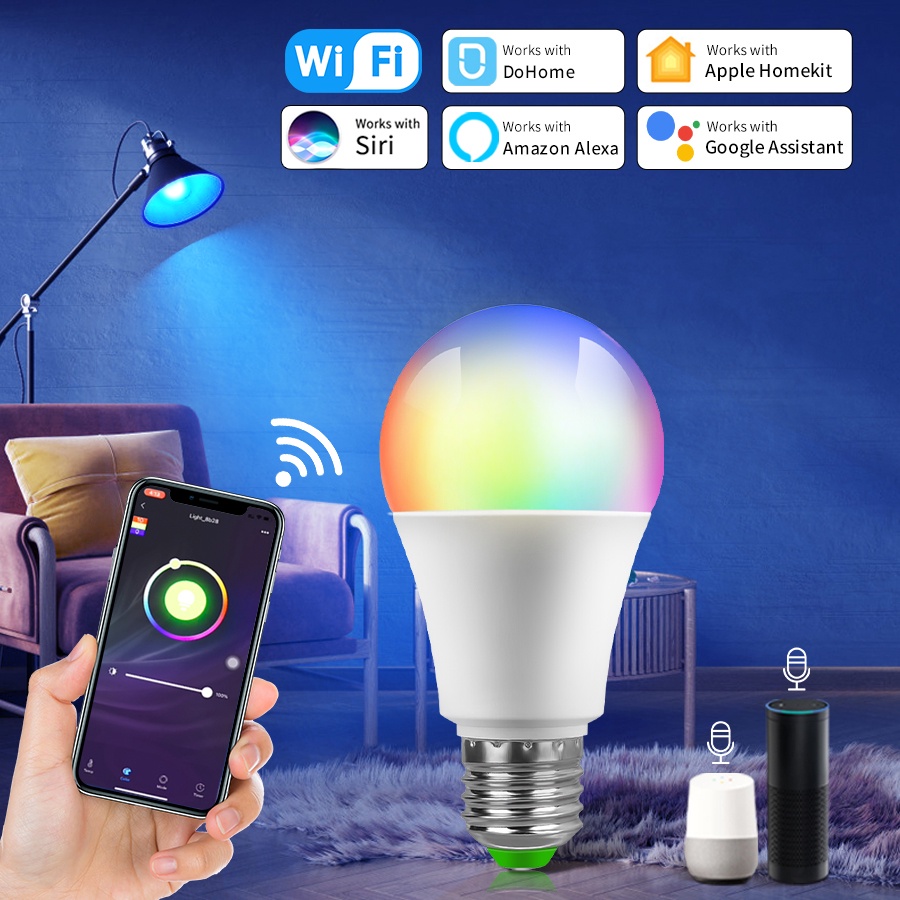 Led Light Smart Bulbs Compatible With Amazon Echo E27 Homekit WiFi Smart  LED Bulb 12W Alexa Lamp Siri Voice Control Google Assistant RGB Dimmable  Lamp