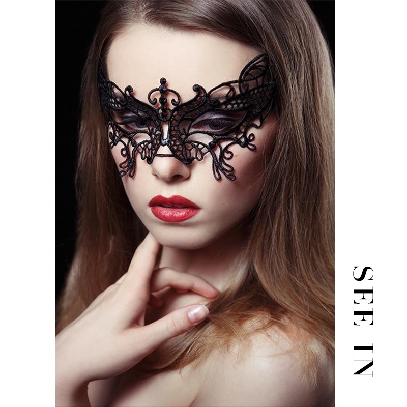 Masquerade Mask Halloween Costume Lace Mask Half Covered SEEIN | Shopee ...