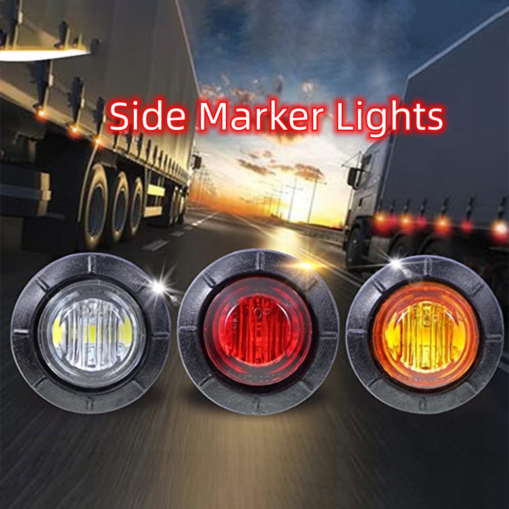 10pcs Round LED Side Marker Lights - 12V Waterproof Trailer Lights In Green, Amber, Red, White, Or Blue