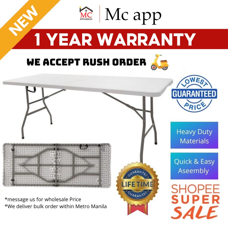 6ft foldable table heavy duty table premium quality Shopee Philippines