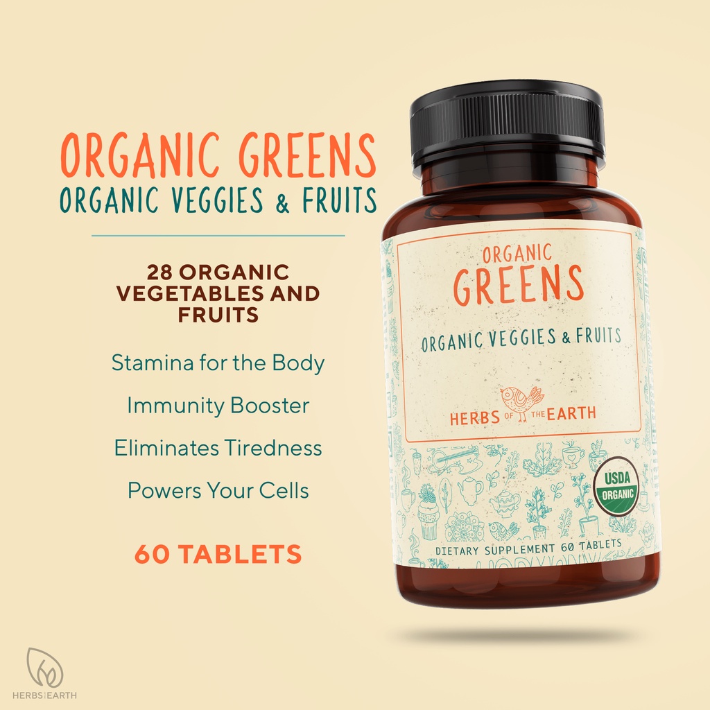 ORGANIC GREENS Fruits Superfood & Multivitamins 60 Tablets from Herbs