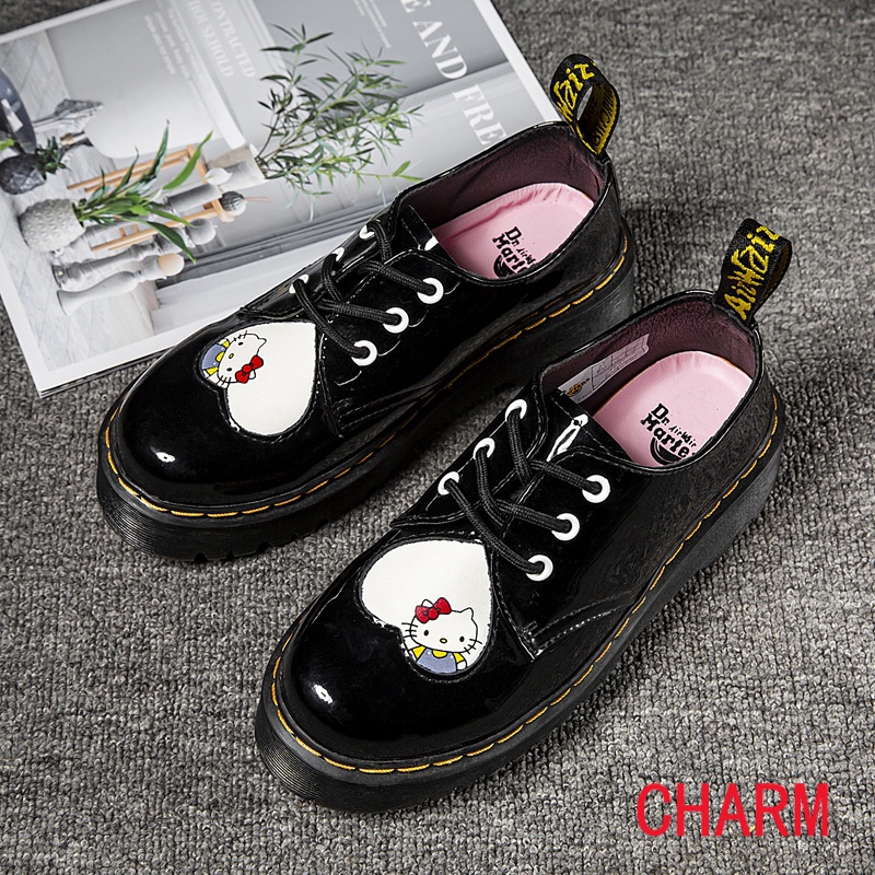 original Dr.Martens x Hello Kitty Joint name heart shaped thick soled 3 hole small leather shoes Martin boots 9AQW Shopee Philippines