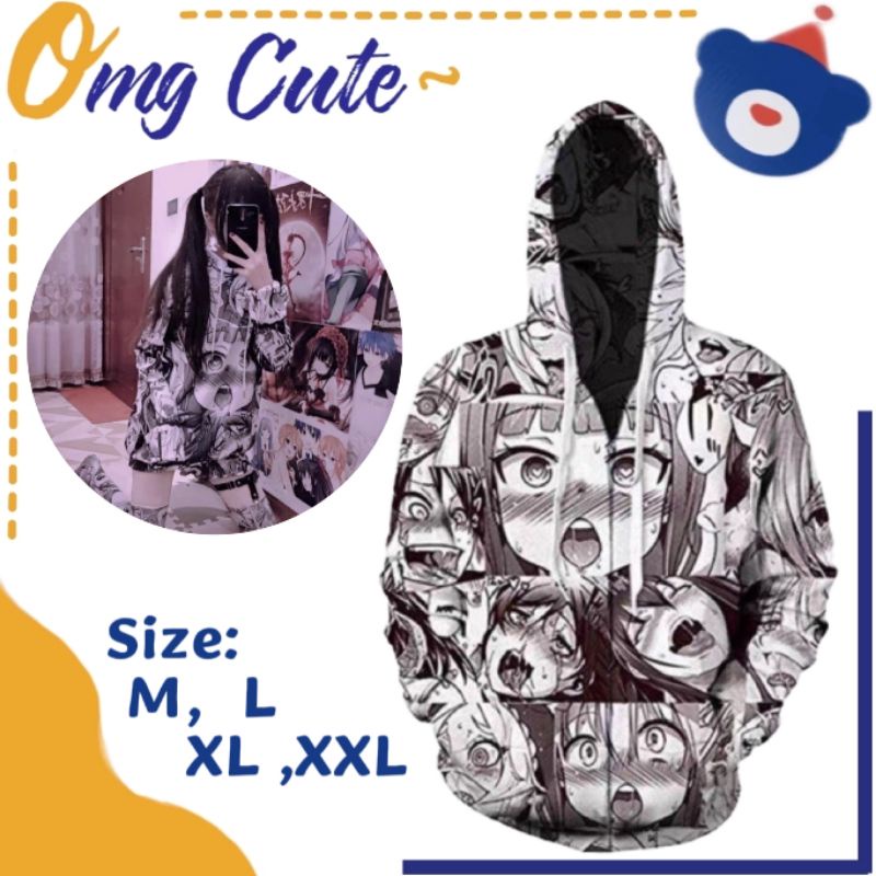 Unisex 3D Ahegao Hentai Hoodie Jacket With Zipper Japanese Anime Shopee Philippines