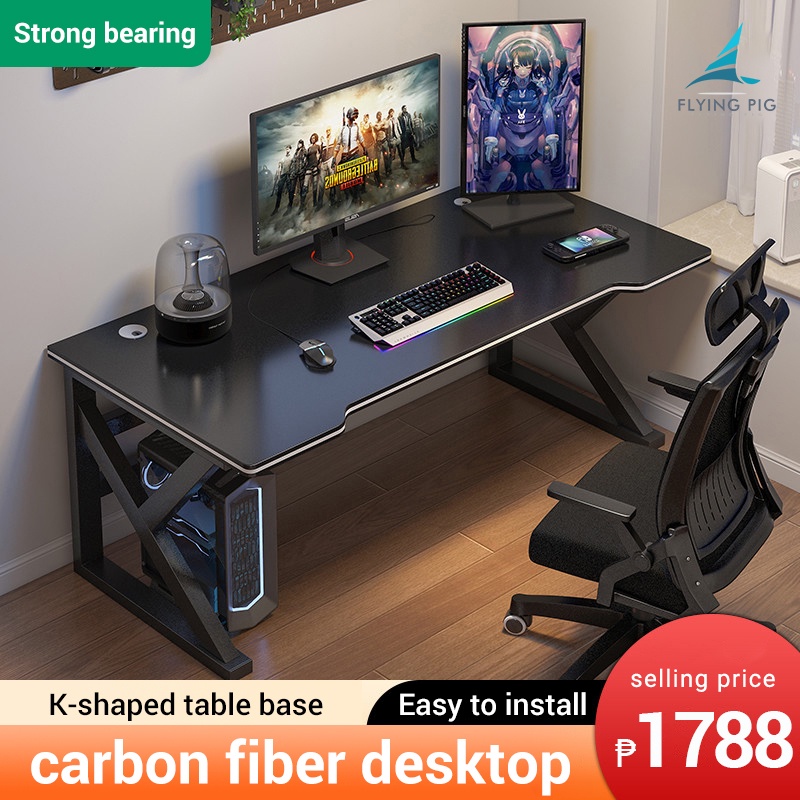 Gaming table Computer desk with bookshelf Multilayer storage shelf 120