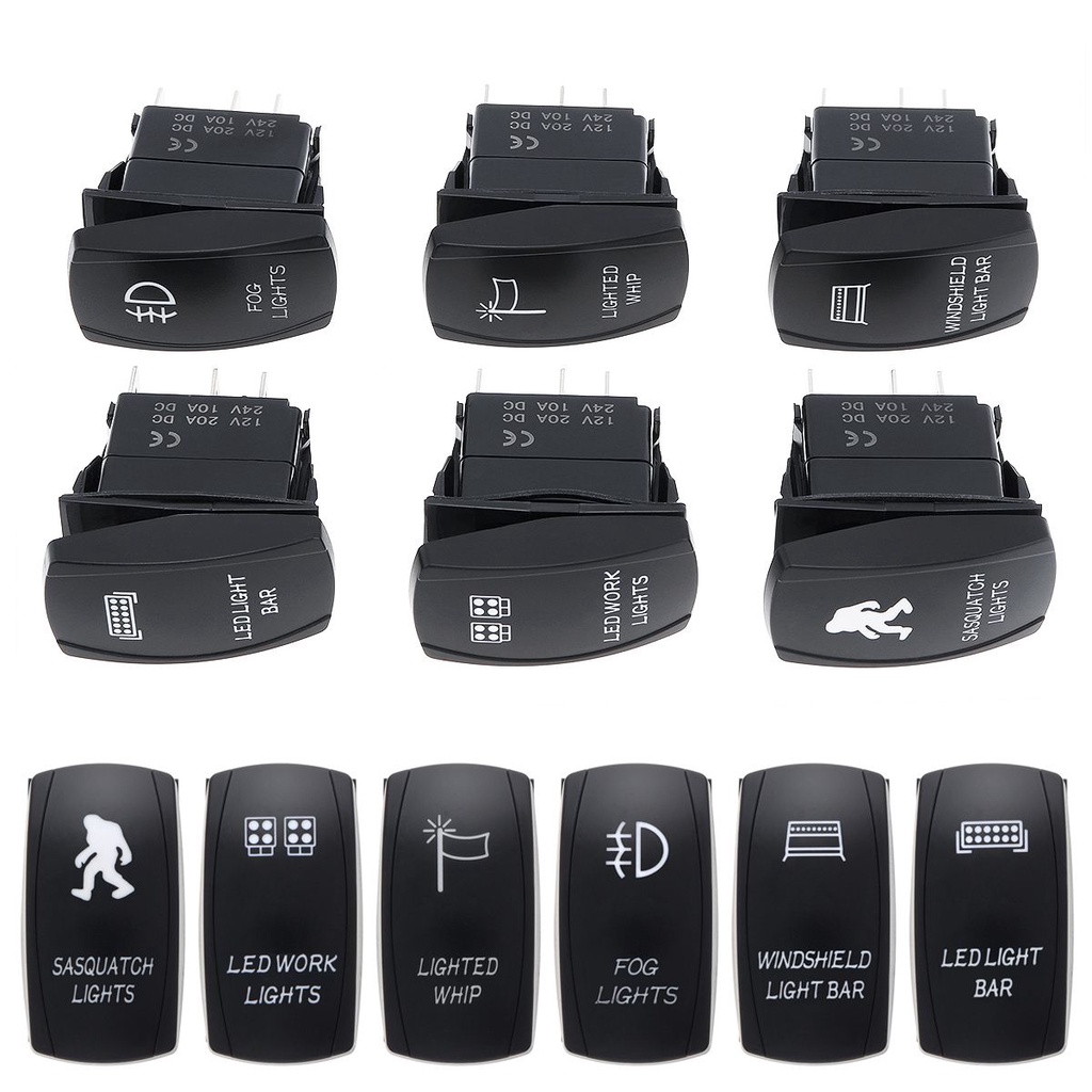 5 Pin Car Boat Rocker Toggle Switch Waterproof 20A 12V 24V SPST ON-OFF ...