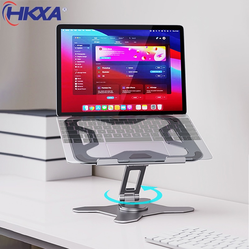 Aluminum Laptop Stand Desk Riser 360 Rotation MultiAngle Height Adjustable Computer Stand for