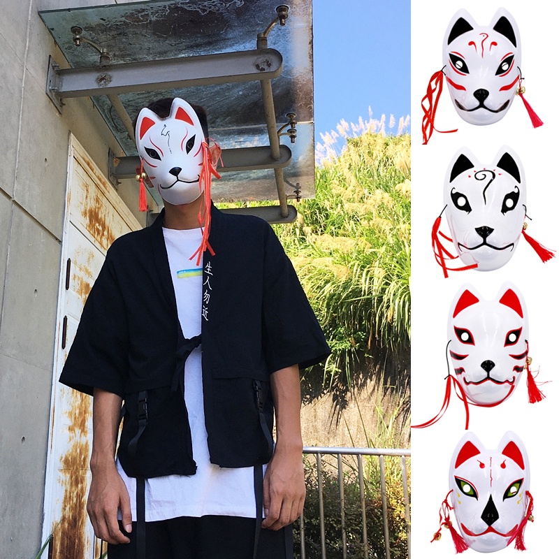Anime Demon Slayer Fox Masks Japanese Cat Mask Half Face Masquerade