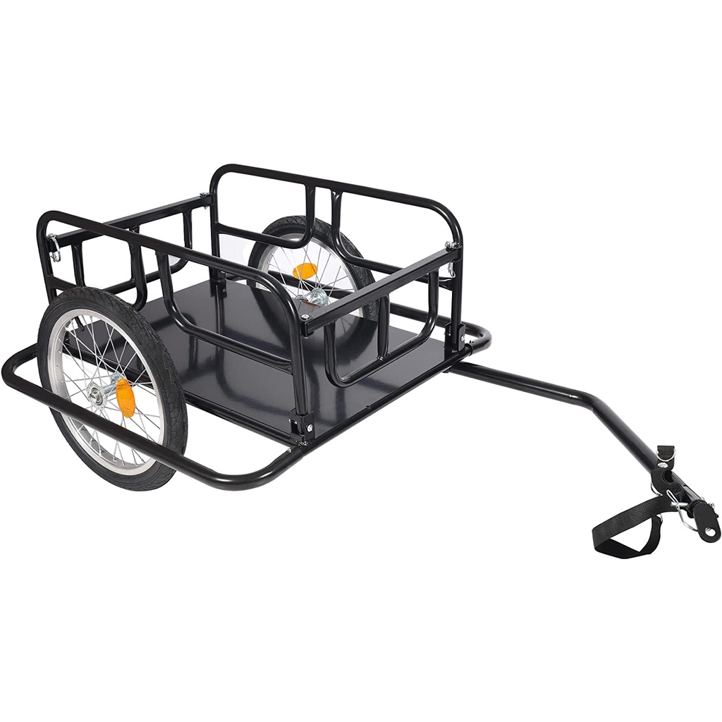 16" Wheels Bike Cargo Trailer, Folding Frame Bicycle Cargo Trailer