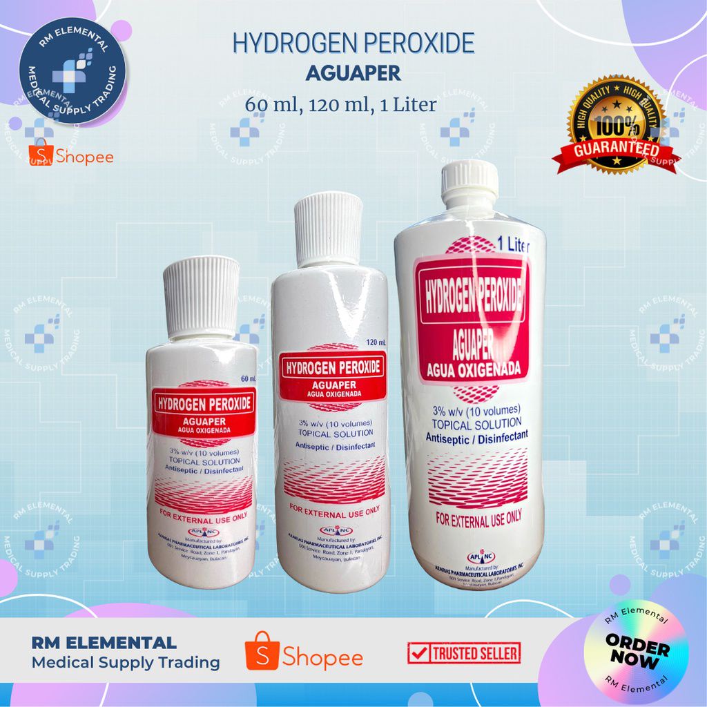 AGUAPER - Hydrogen Peroxide / Agua Oxigenada (60ml, 120ml, 500ml, 1 ...