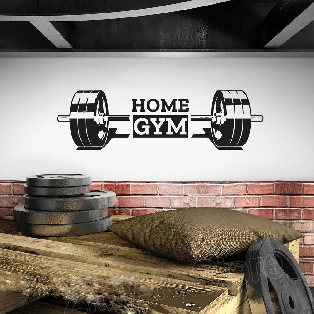 Home Gym Wall Decal Fitness Wall Sticker Barbell Training Fitness Vinyl ...