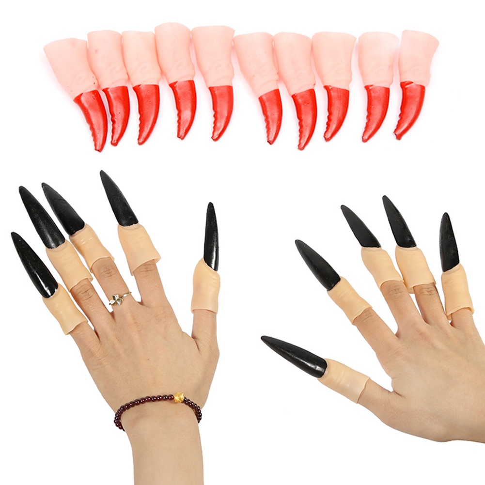 ga10Pcs Simulation Zombie Witch Fake Finger Nails Halloween Party