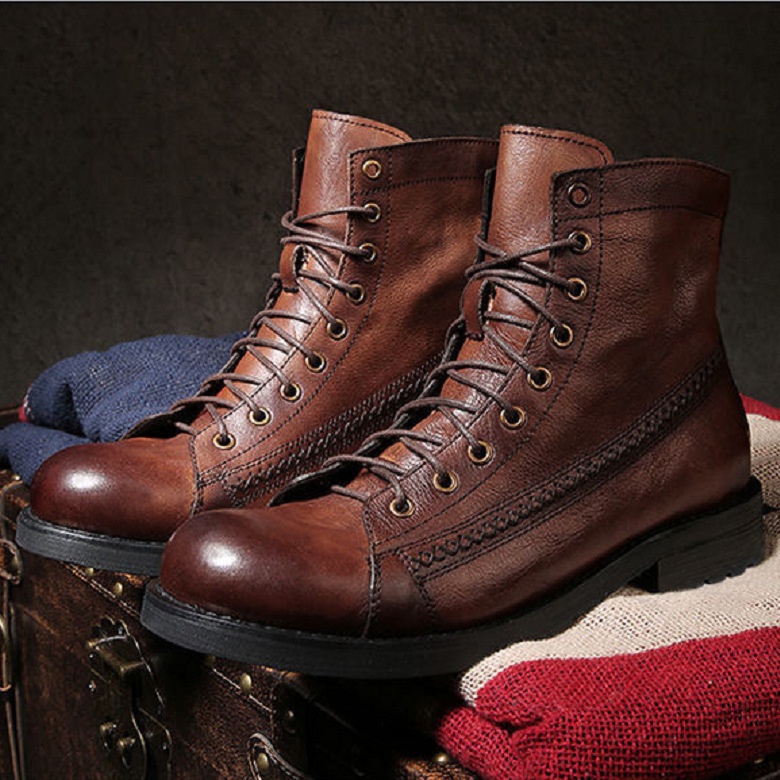 Men's Martin Boots Casual Shoes Men's Retro Leather Shoes Men Ankle Boots British Style Boots