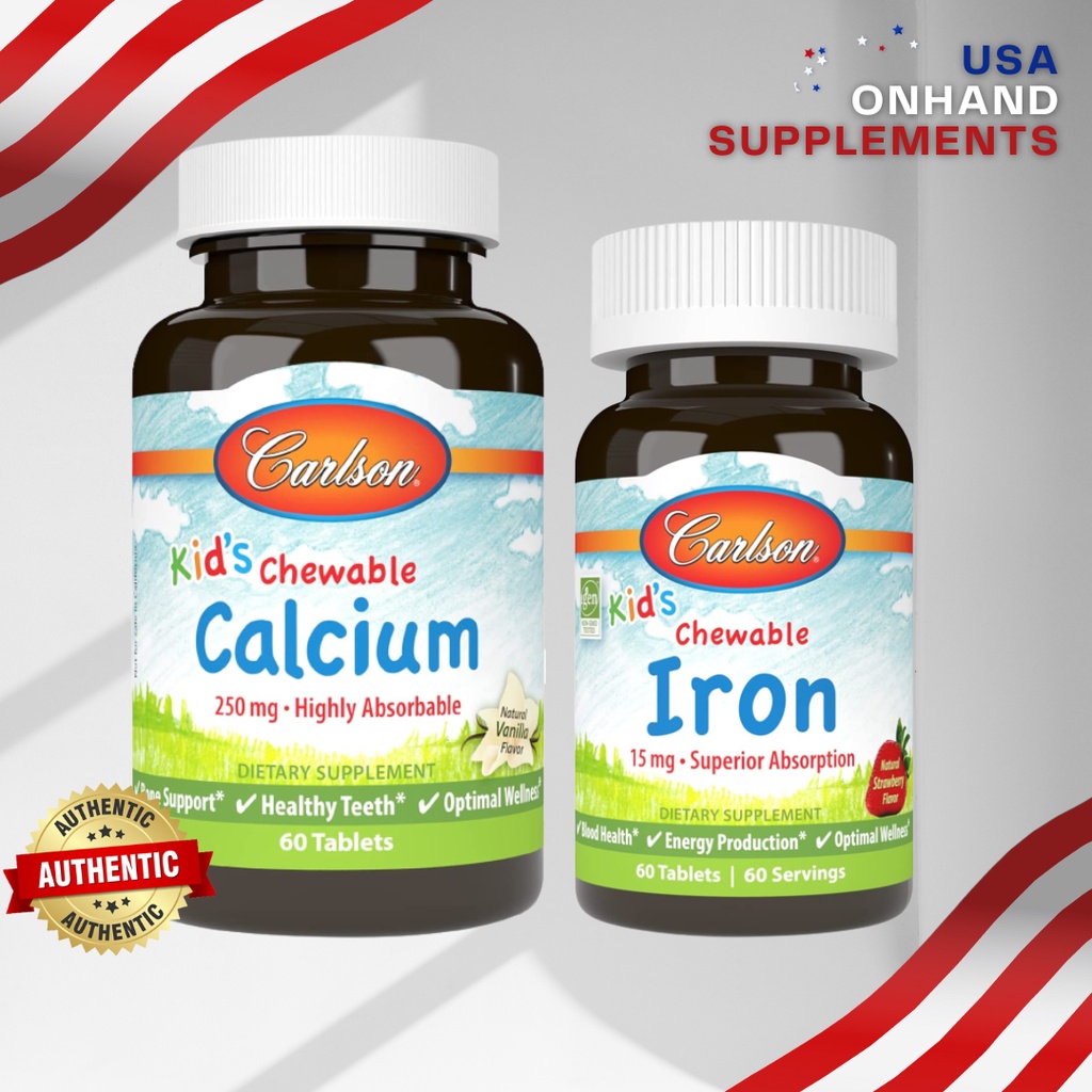 USA Onhand Carlson Labs Kids Chewables Iron, Calcium, Vitamin C