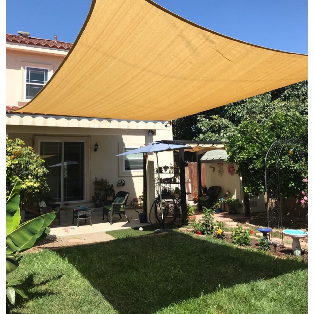 Beige 90% Sun Shade Sail Outdoor Sail Sun Shelter Home Garden Pool ...